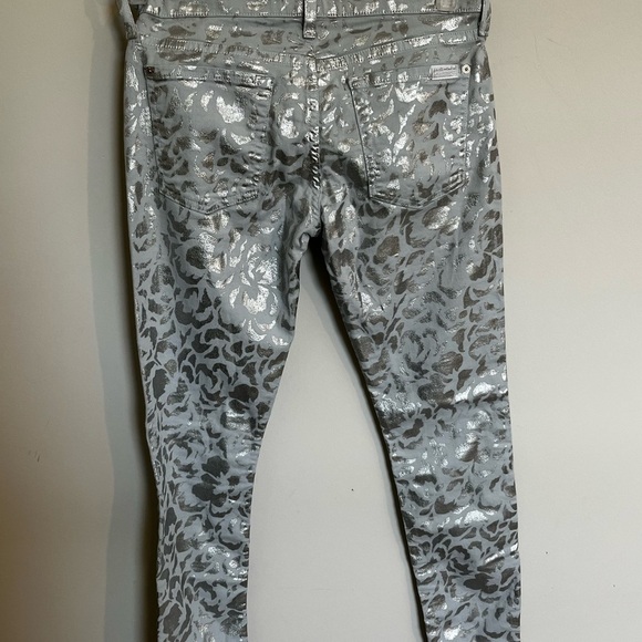 7 For All Mankind Metallic Skinny Foil Print Jeans - Picture 5 of 9